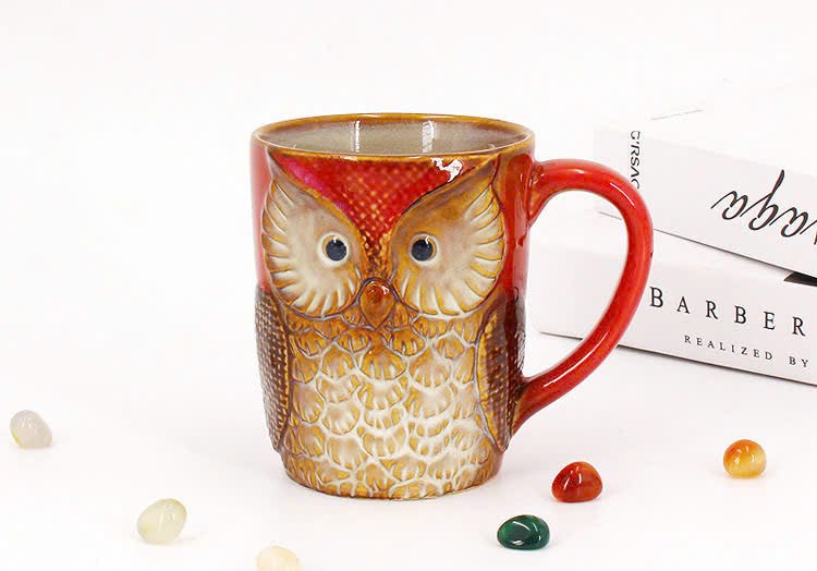 🦉 Handcrafted Owl Ceramic Mug – Unique & Adorable Gift
