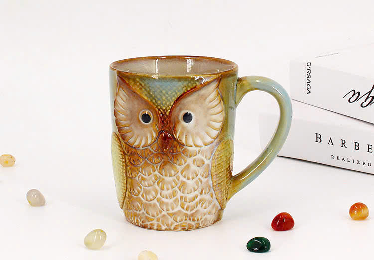 🦉 Handcrafted Owl Ceramic Mug – Unique & Adorable Gift
